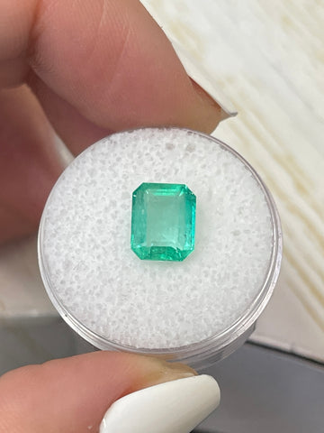 2.34 Carat Colombian Emerald with Light Blue Hue in an Emerald Cut