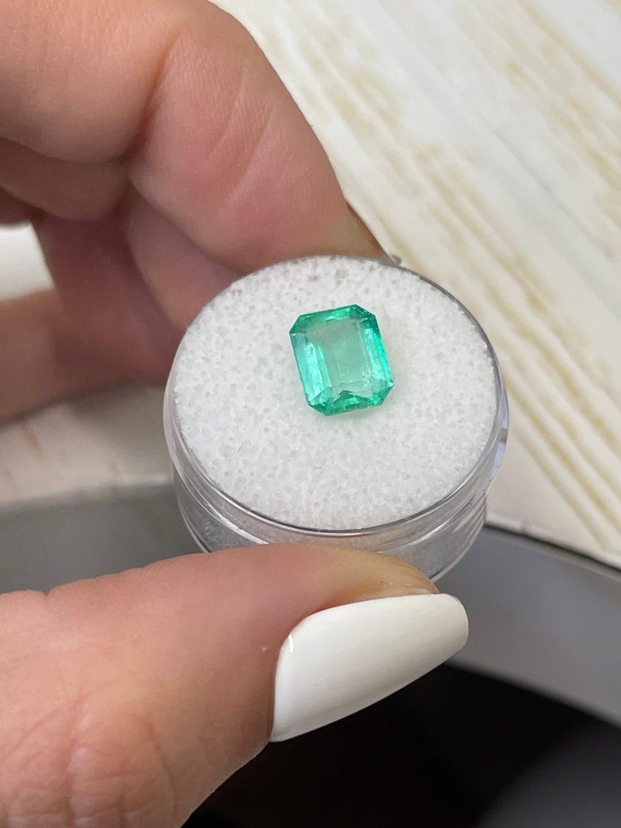 2.34 Carat Loose Colombian Emerald - Light Blue Shade, Emerald Cut
