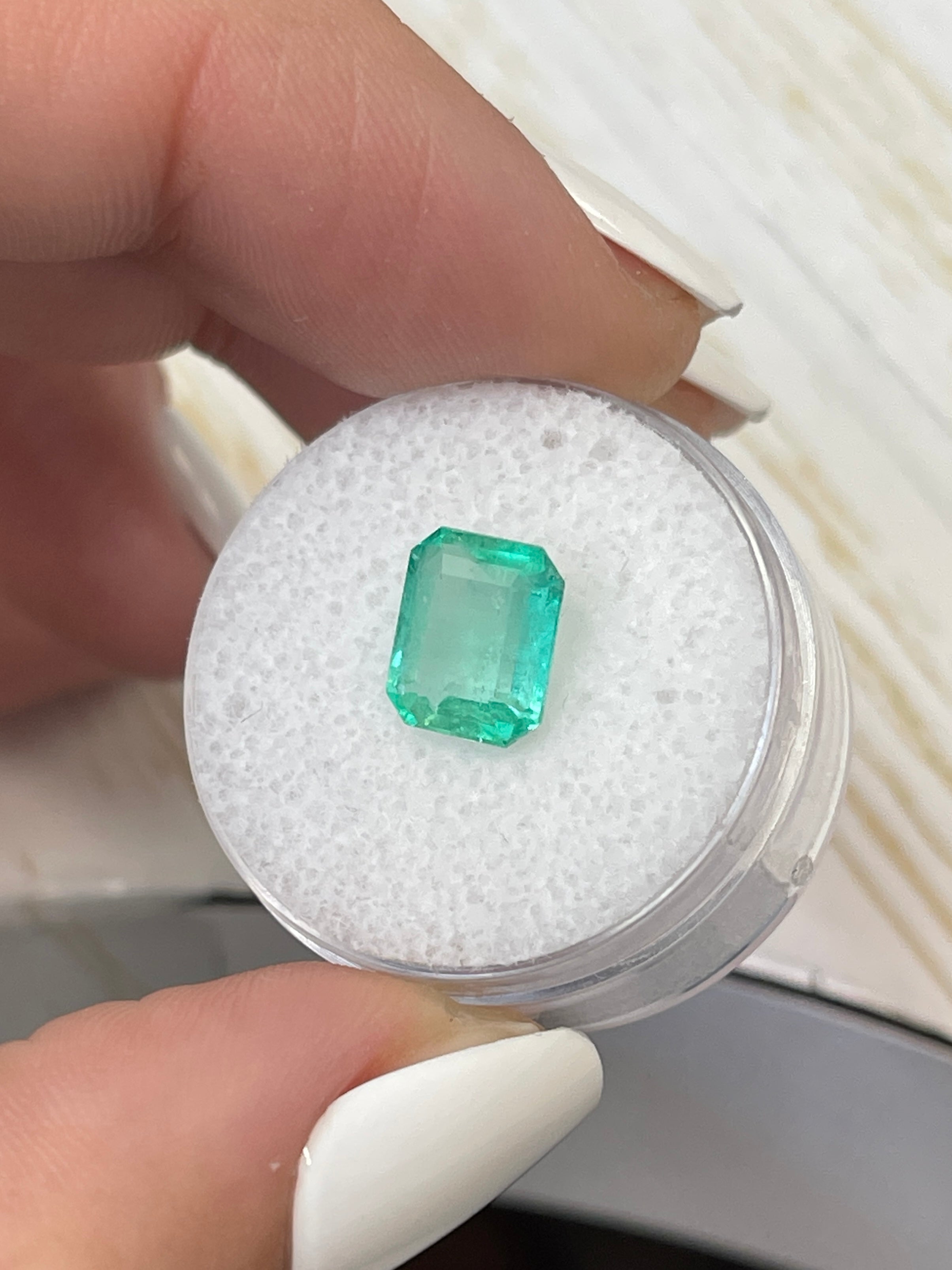 2.34 Carat Colombian Emerald - Natural Light Bluish Hue, Emerald Cut