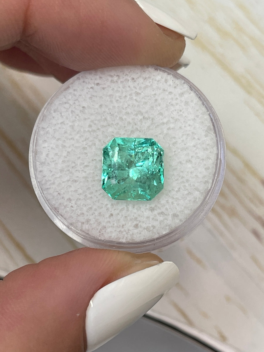Shimmering 3.87 Carat Colombian Emerald - Asscher Cut, Light Green Hue