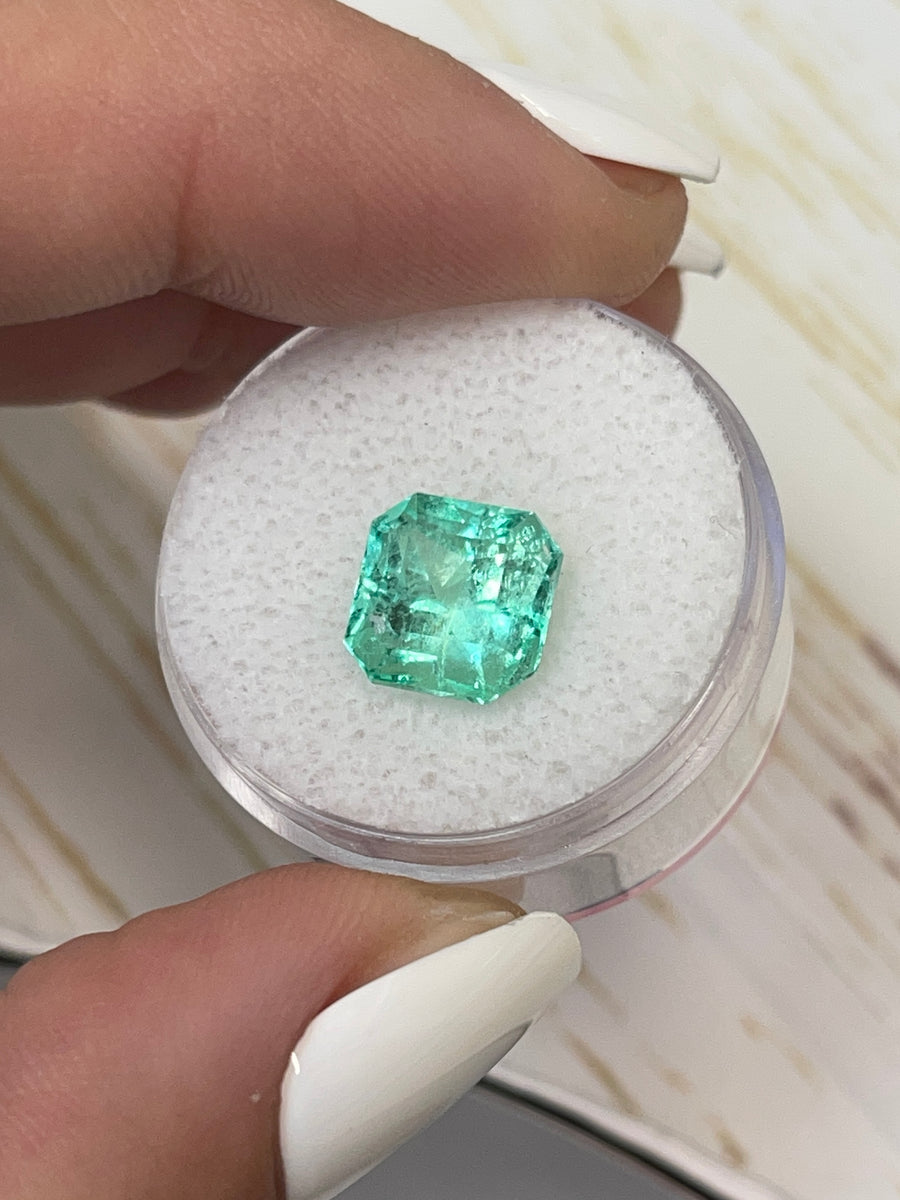 Colombian Emerald Loose Gemstone - 3.87 Carat, Asscher Cut, Luminous Green