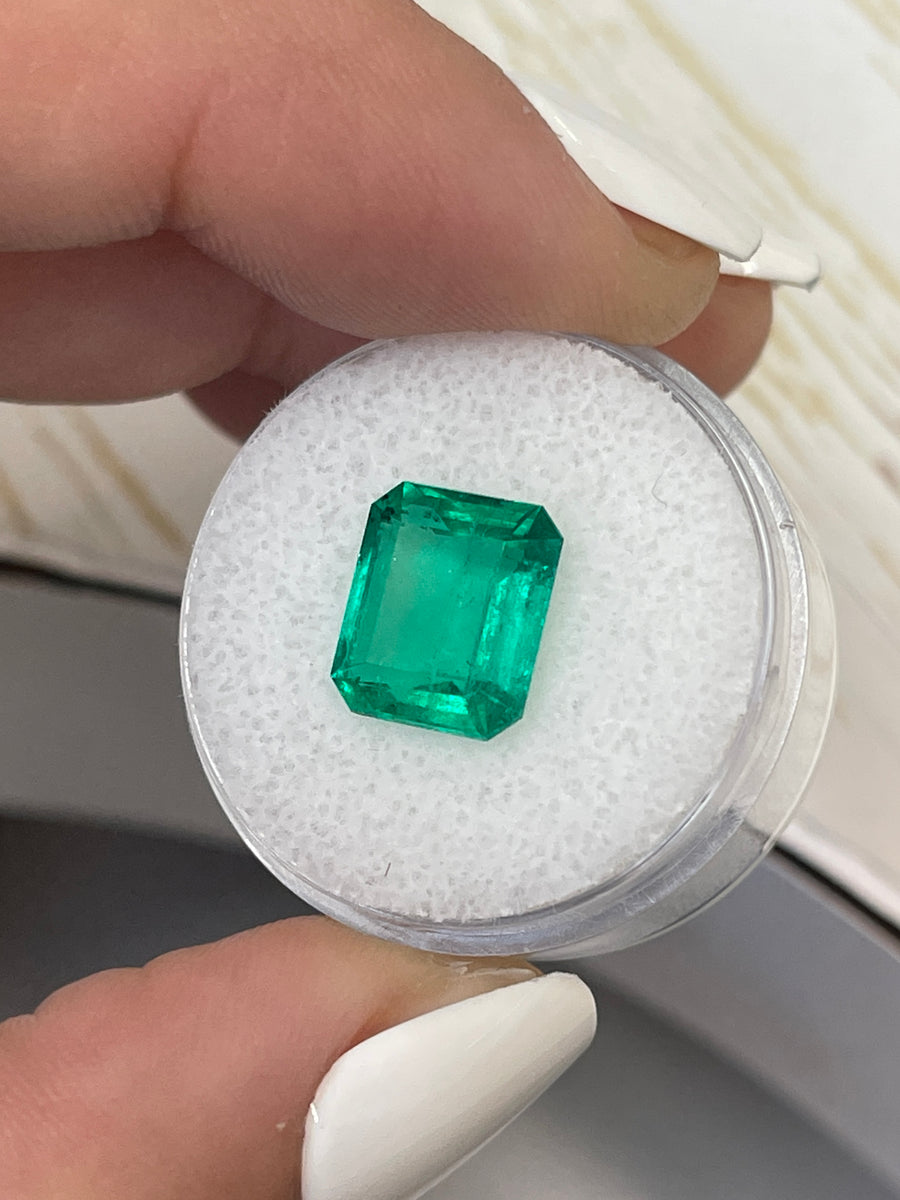 11x9 Classic Emerald Cut Natural Colombian Emerald - 4.20 Carat Vivid Green Stone