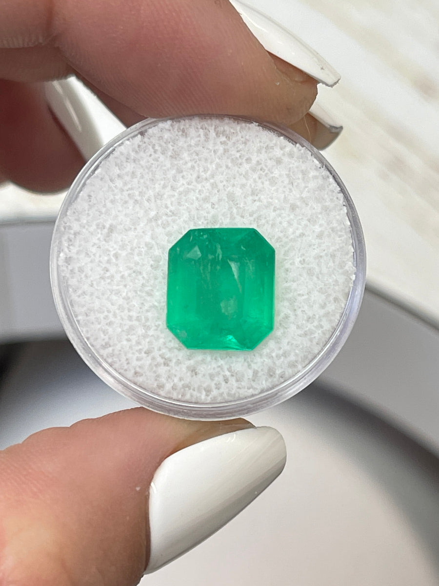 Emerald Cut 4.55 Carat Colombian Emerald - Vibrant Neon Green Loose Gemstone