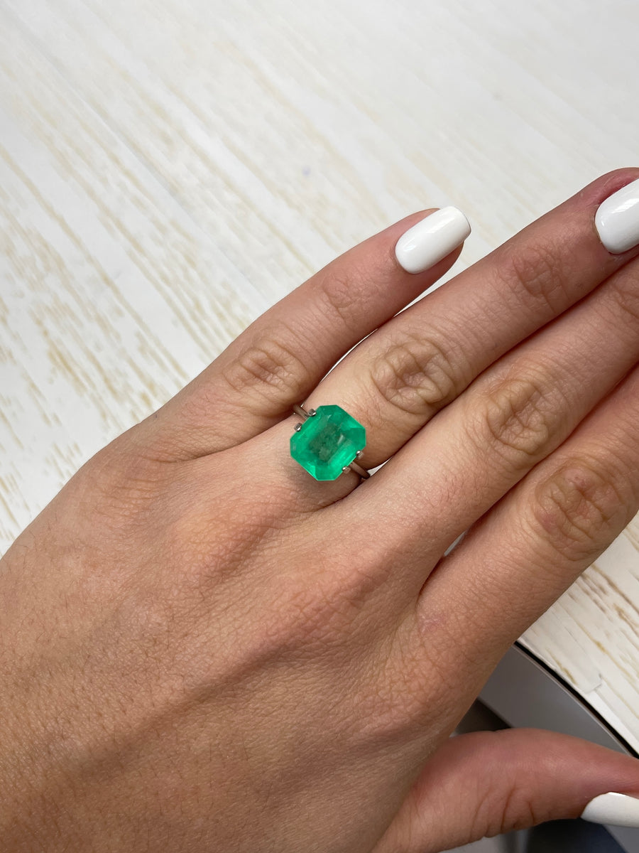 11x10mm Colombian Emerald - 4.55 Carat Vibrant Green Gem in Emerald Cut