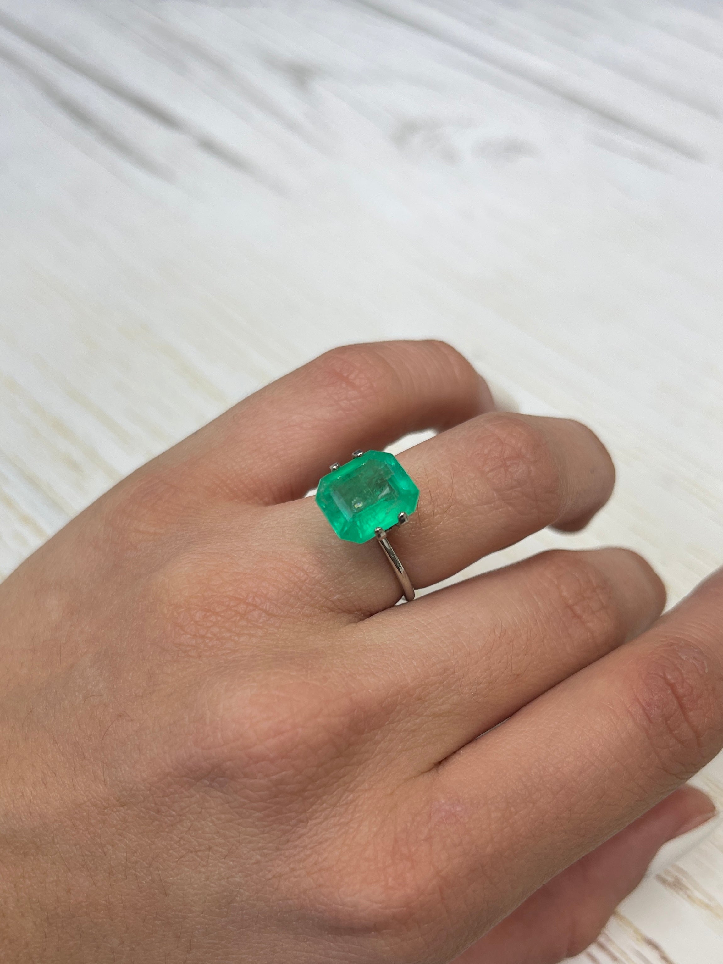 Emerald Cut 4.55 Carat Colombian Emerald - Brilliant Neon Green Loose Gem