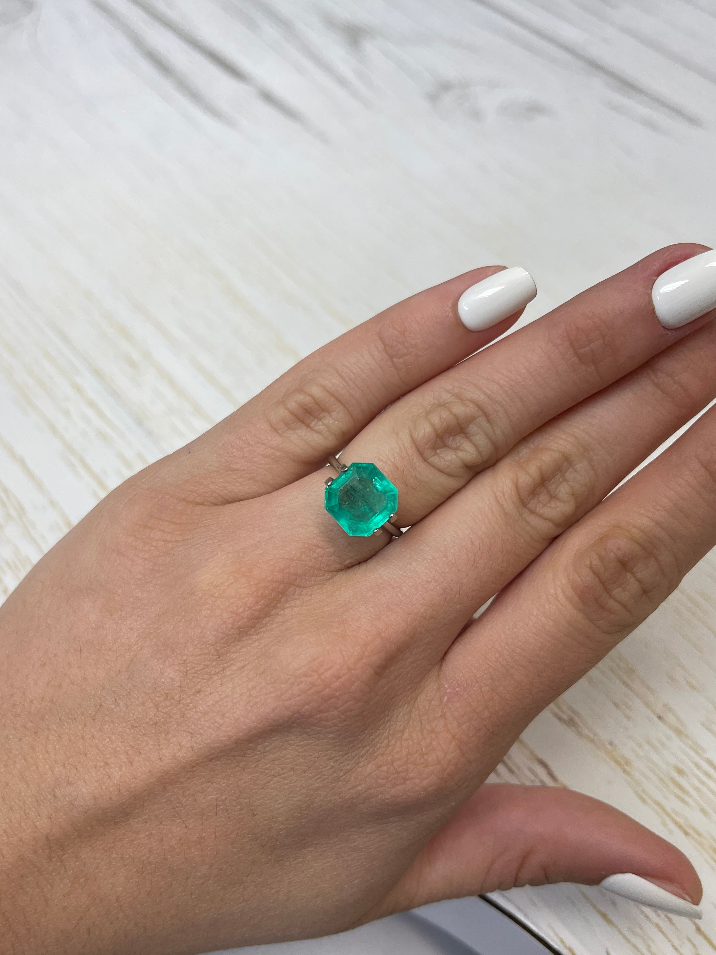 4.71 Carat 10.5x10.5 Loose Colombian Emerald-Asscher Cut with Clipped Corners - JR Colombian Emeralds