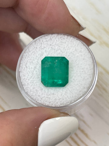 Chunky Emerald Cut Colombian Emerald - 5.59 Carat Medium Green Gemstone