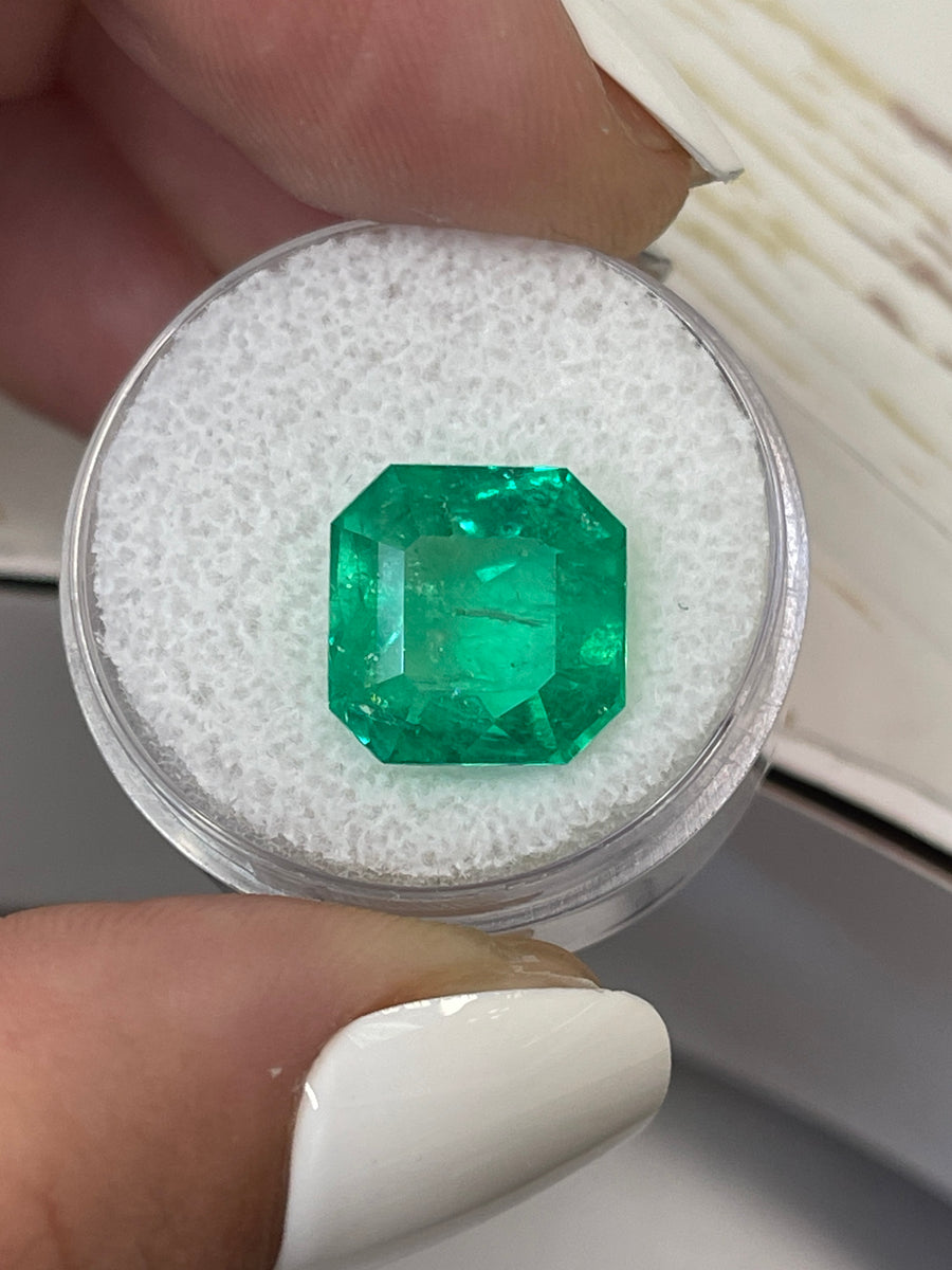 Vibrant Muzo Green Colombian Emerald - 7.41 Carat Asscher Cut Gemstone