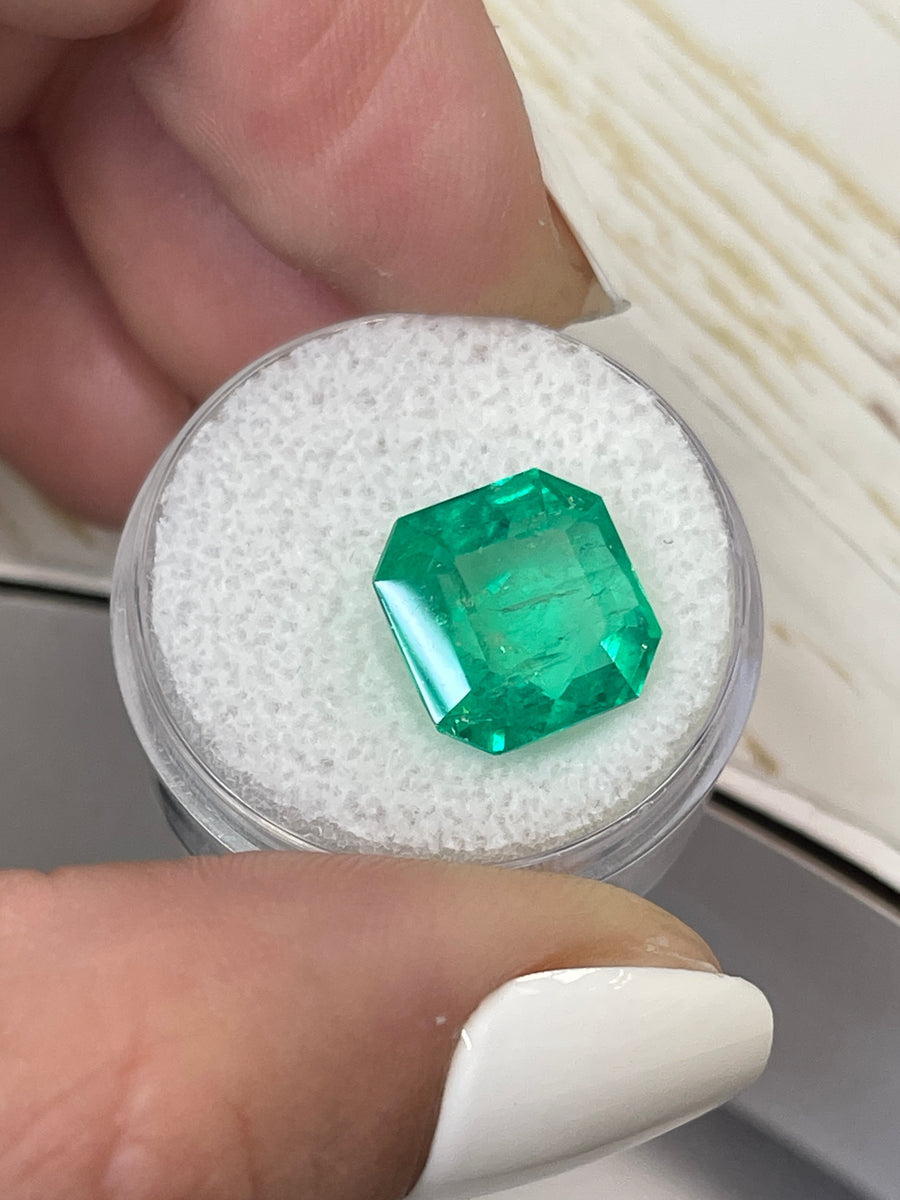 11.5x11.5 Asscher Cut Emerald - Brilliant 7.41 Carat Colombian Gem
