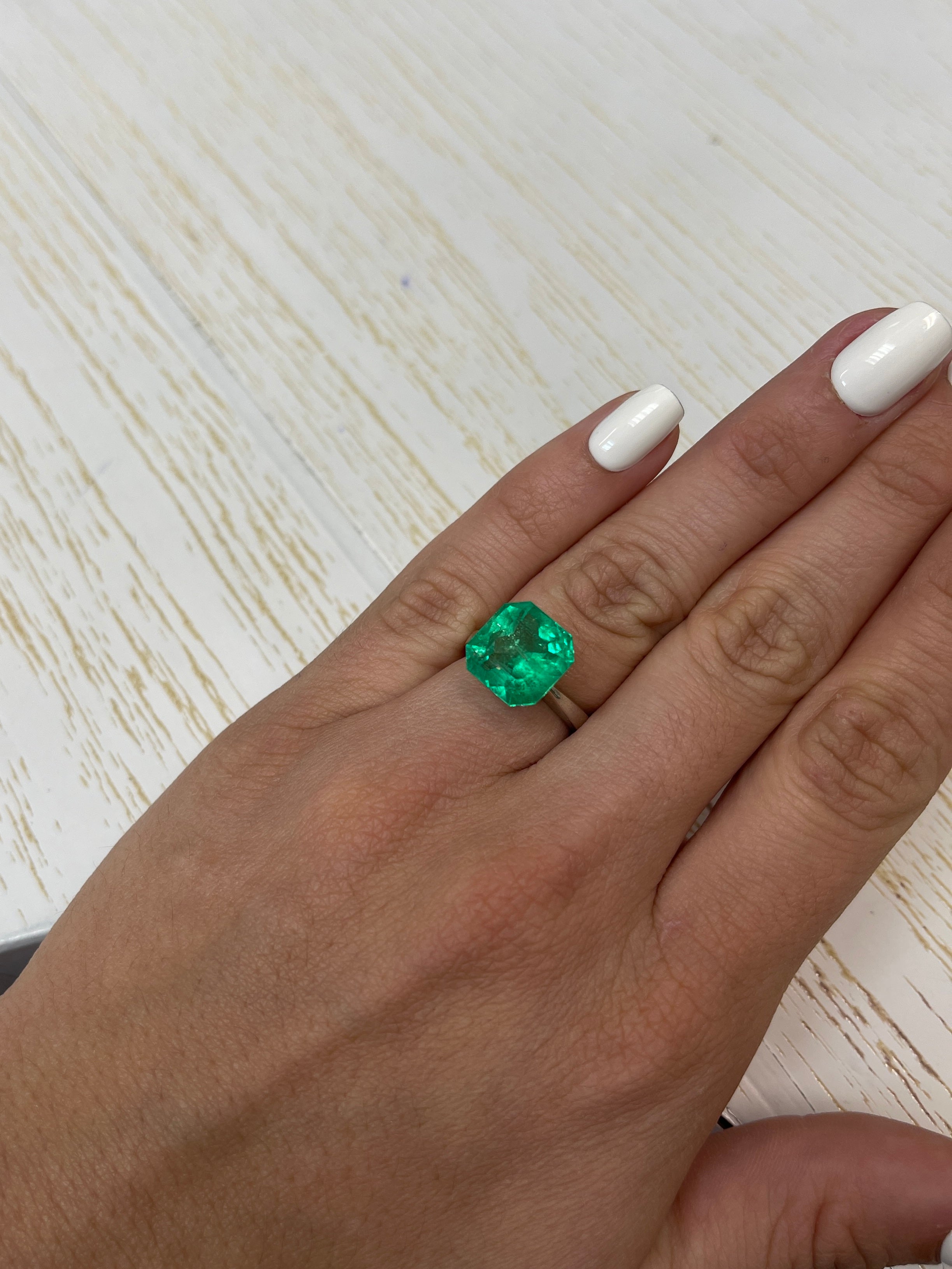 7.41 Carat 11.5x11.5 Vivid Muzo Green Natural Loose Colombian Emerald-Asscher Cut - JR Colombian Emeralds