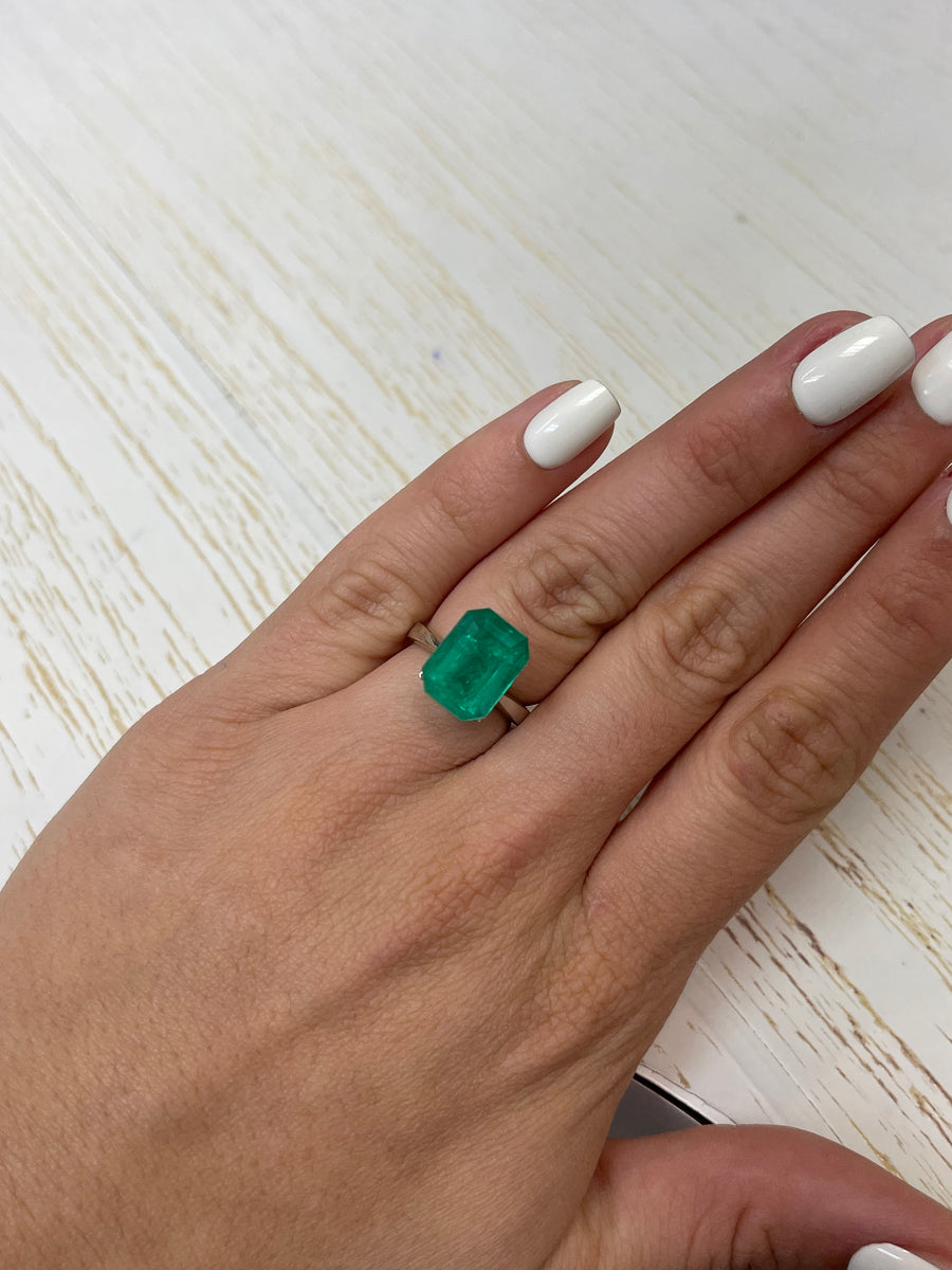 Emerald Cut Loose Gemstone - 7.64 Carat Colombian Emerald