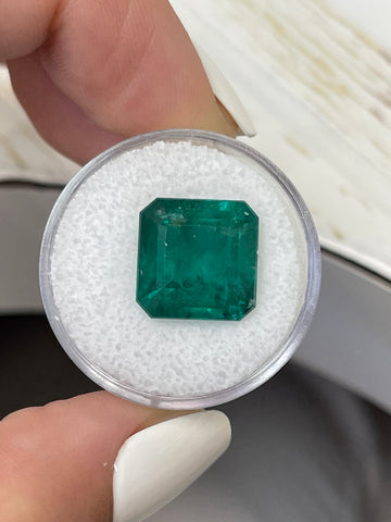 Vibrant Dark Green Zambian Emerald - Asscher Cut - 10.01 Carat Loose Gemstone