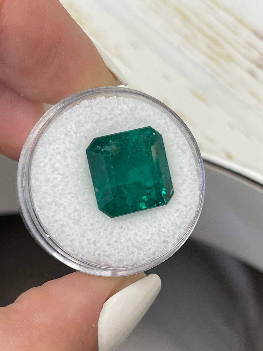 Asscher-Cut Zambian Emerald - 10.01 Carats - Deep Green Natural Stone