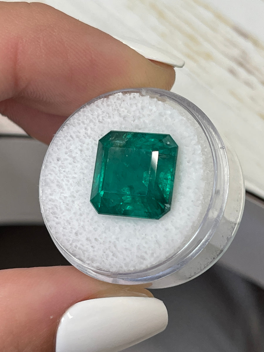 10.01 Carat Dark Green Zambian Emerald - Asscher-Cut Gem - Unmounted