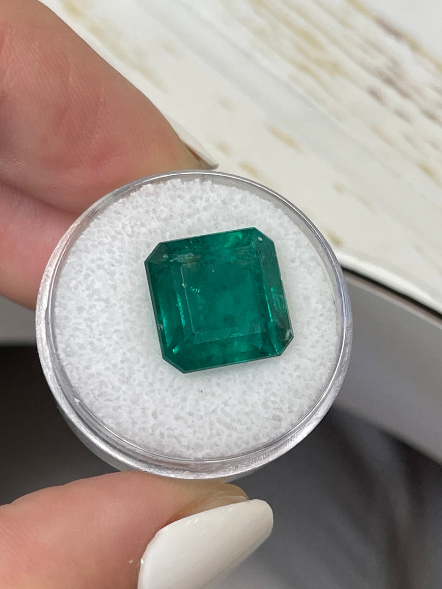 Loose 10.01 Carat Zambian Emerald - Vivid Dark Green - Asscher Shape