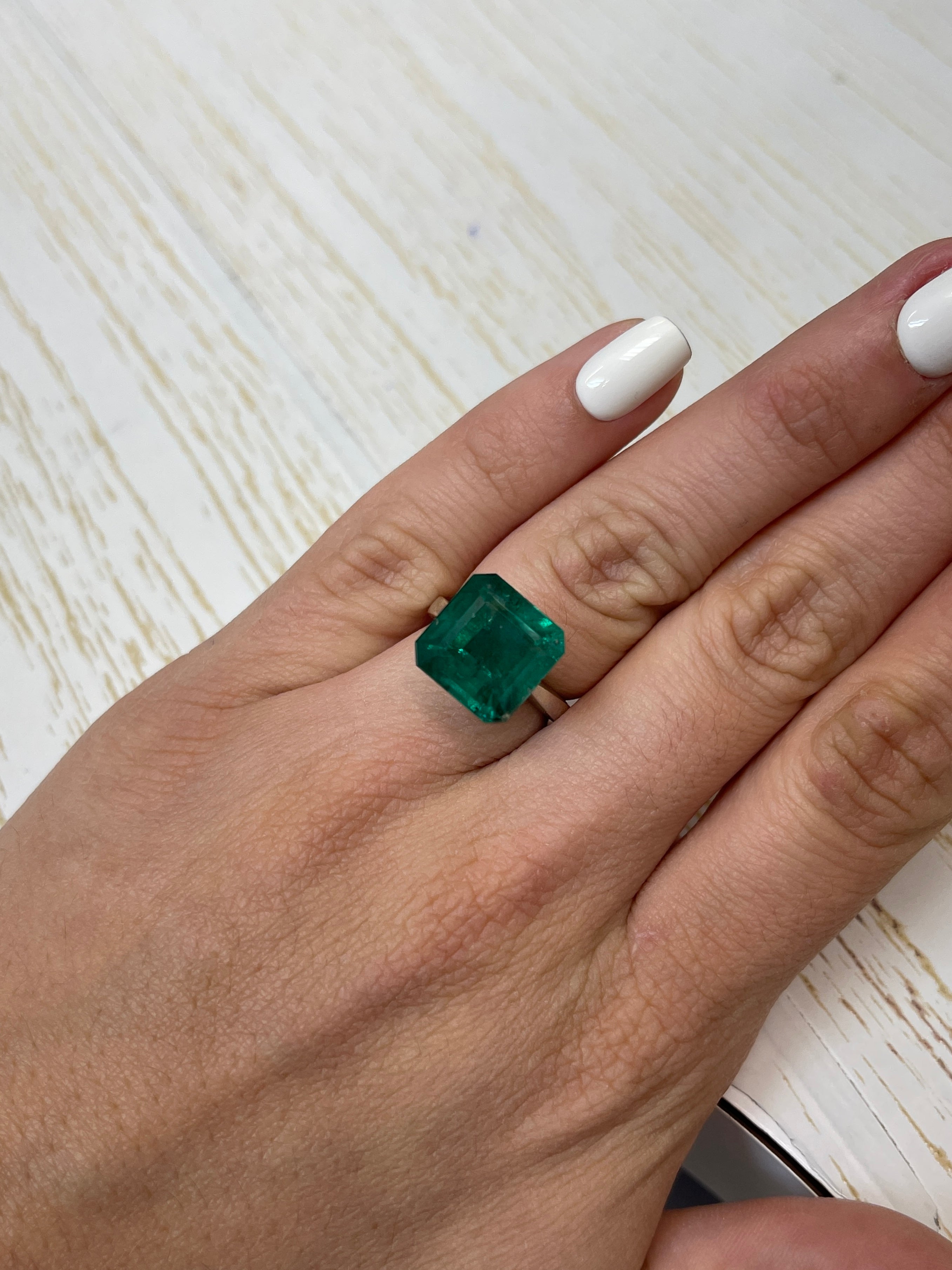 10.01 Carat 12.5x12.5 Vivid Dark Green Natural Loose Zambian Emerald-Asscher Cut - JR Colombian Emeralds