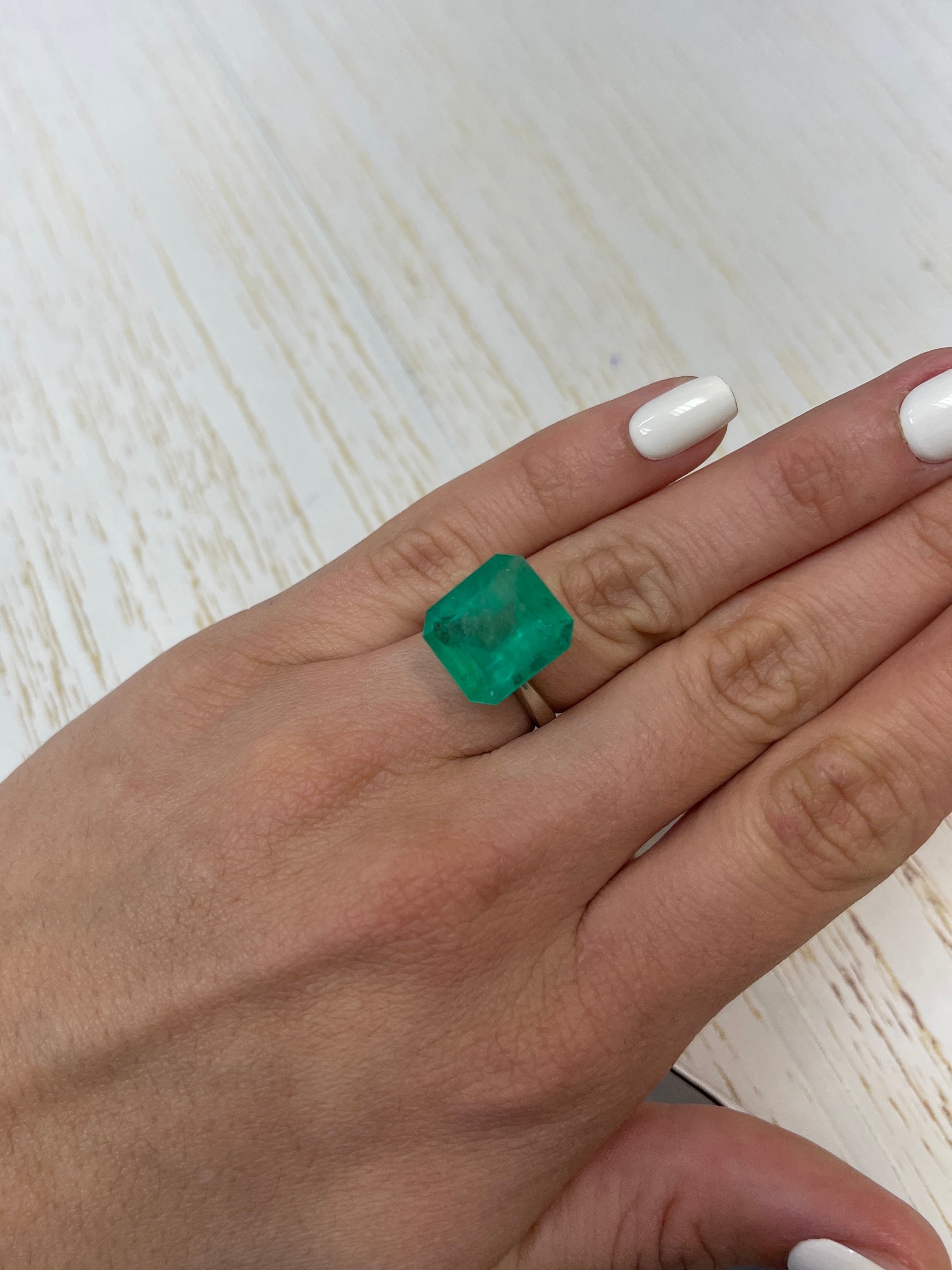 Emerald Cut 12.09 Carat Colombian Emerald - Sizeable 15x14 Gem