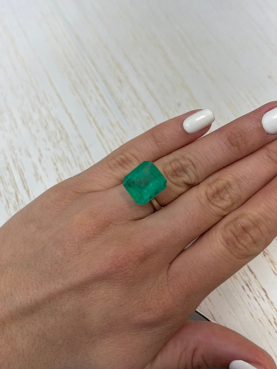 Emerald Cut 12.09 Carat Colombian Emerald - Sizeable 15x14 Gem