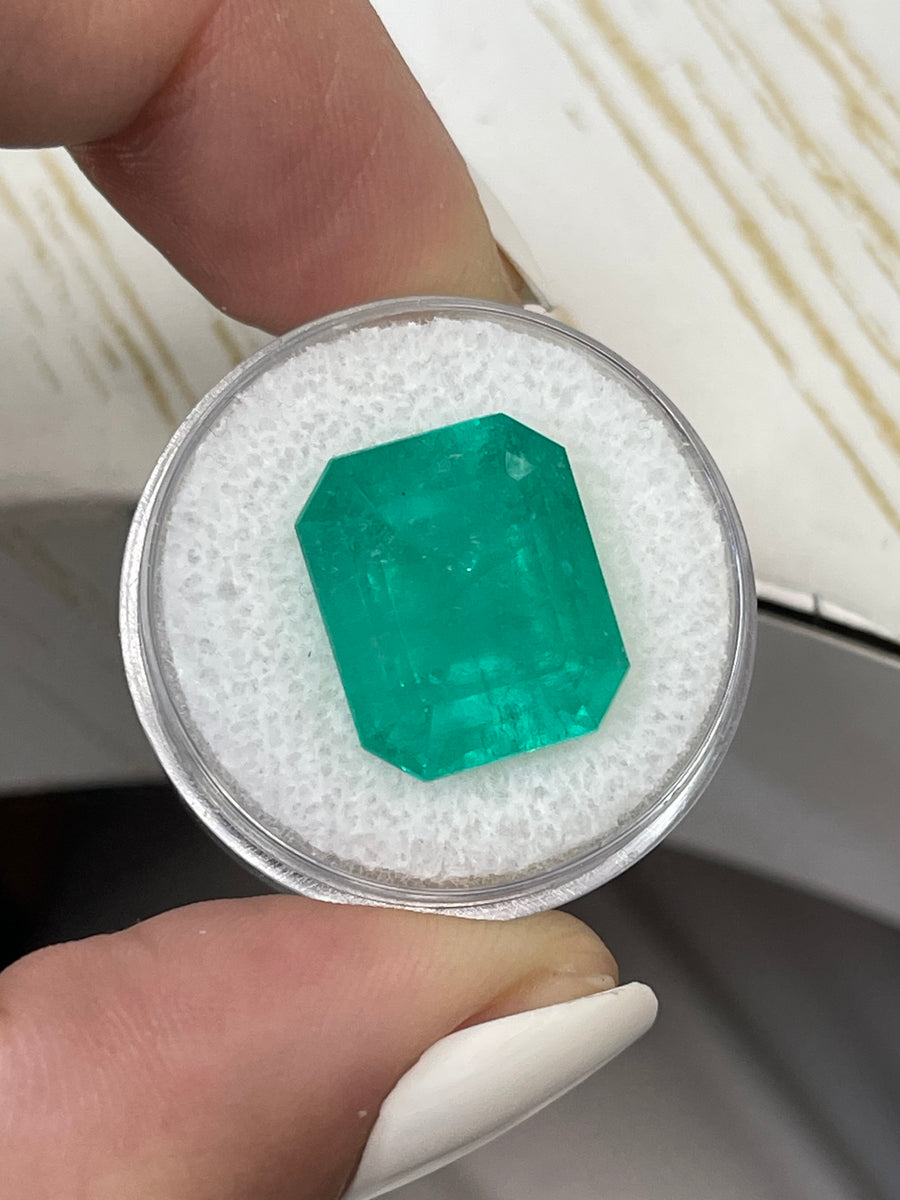 12.31 Carat Loose Colombian Emerald - Vivid Bluish Green Hue
