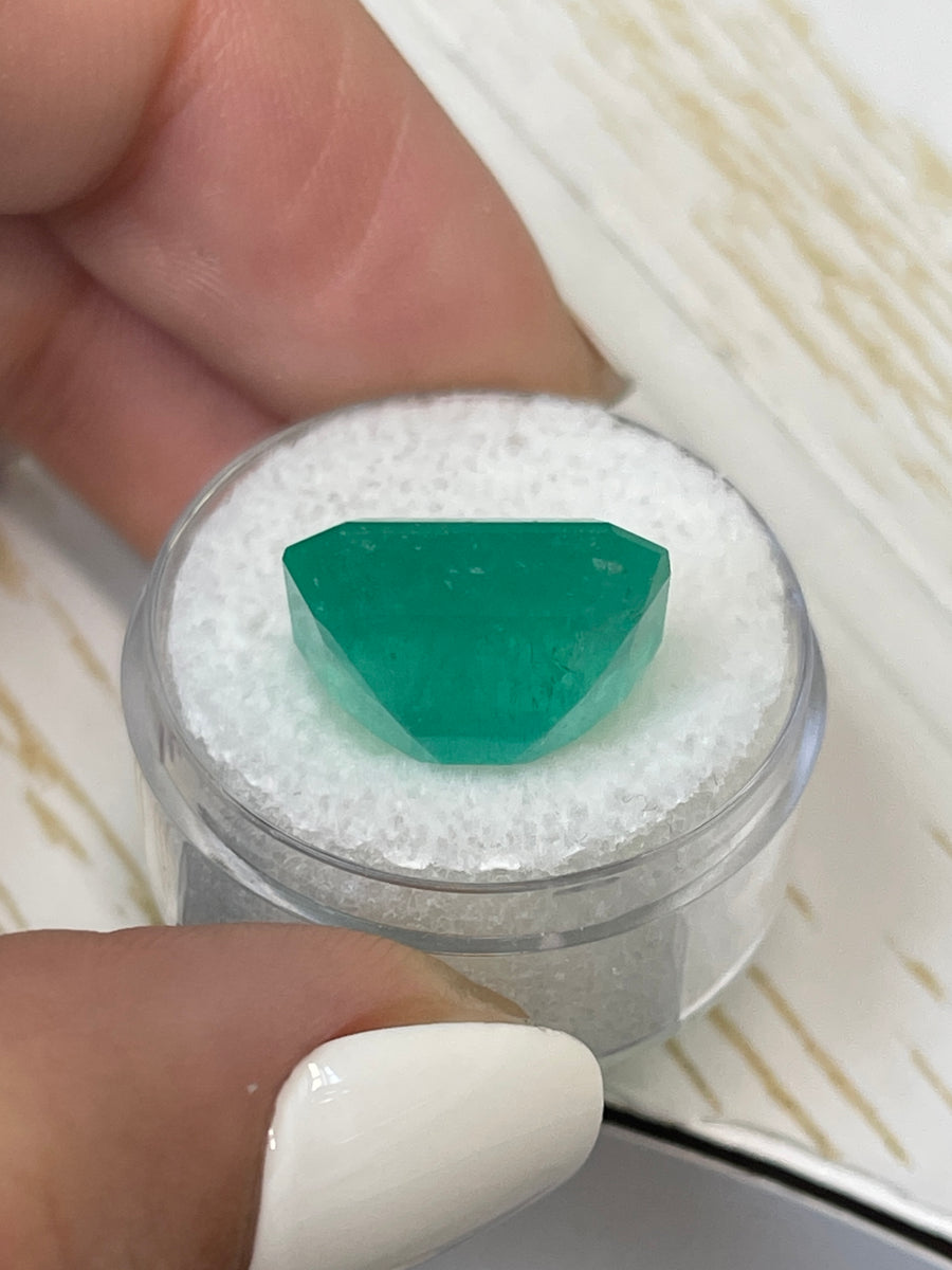 12.31 Ct Bluish Green Colombian Emerald - Emerald Shape
