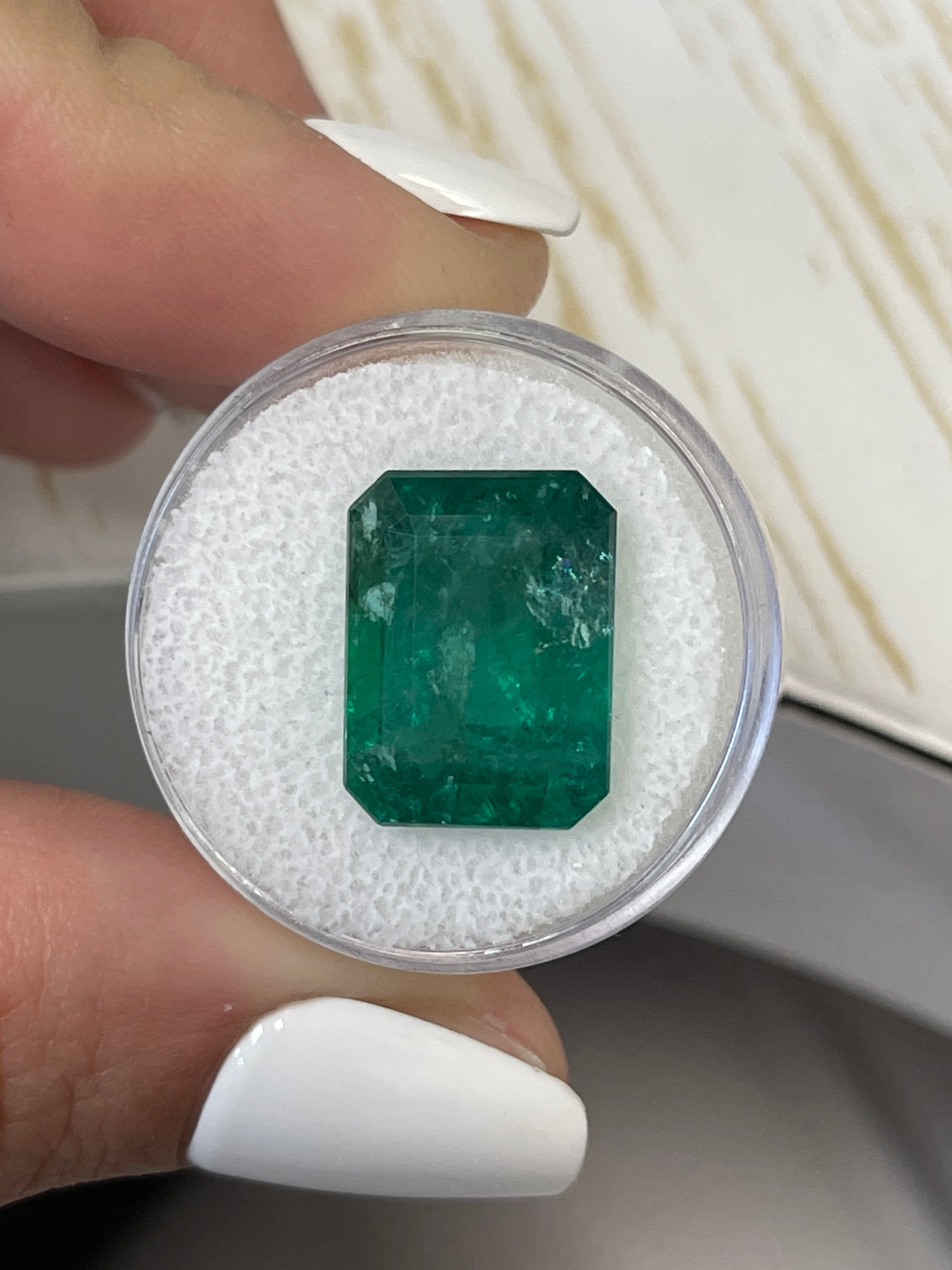 Emerald Cut Deep Green Zambian Emerald - 12.45 Carats