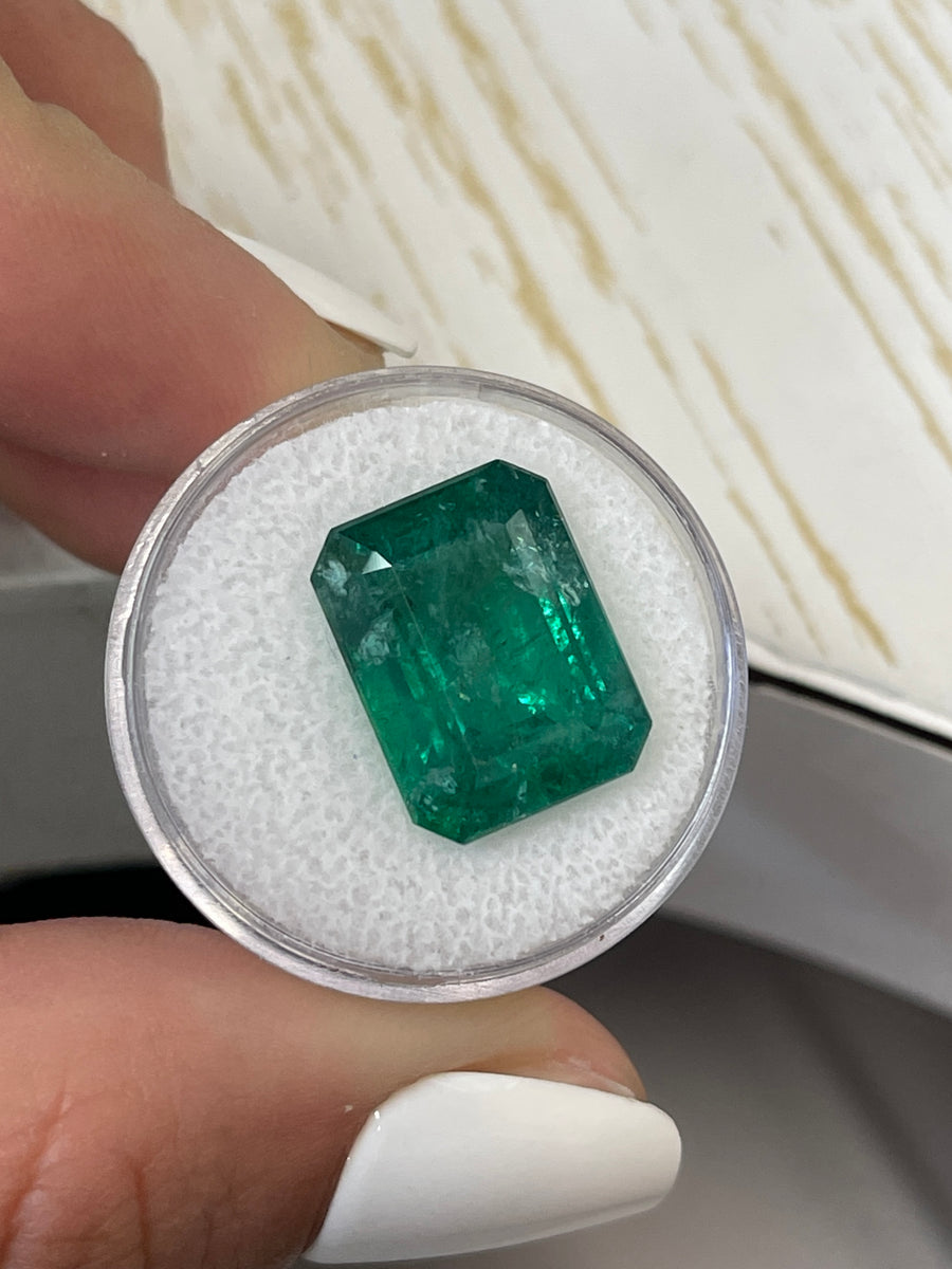 12.45 Carat Zambian Emerald - Rich Green Color - Emerald Cut