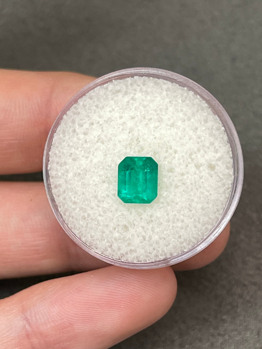 Emerald Cut Colombian Emerald with 10 Carat Weight in a Medium Dark Green Hue
