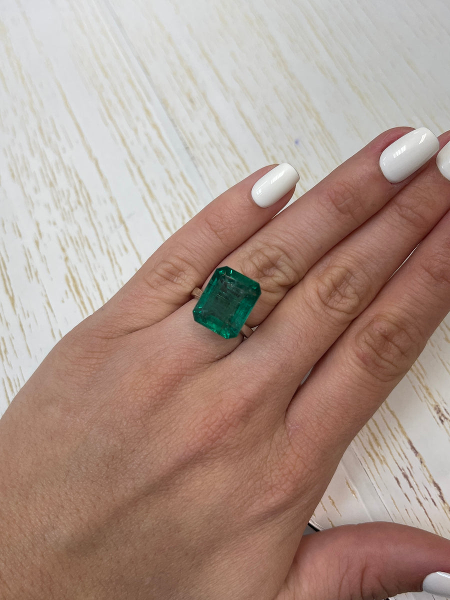 Premium 13.78 Carat Zambian Emerald - Emerald Shape