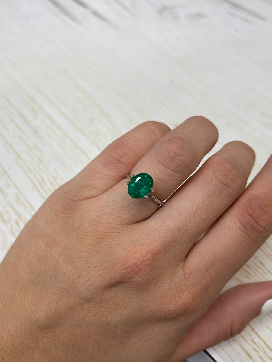 Elegant 2.90 Carat Oval Zambian Emerald in Traditional Green