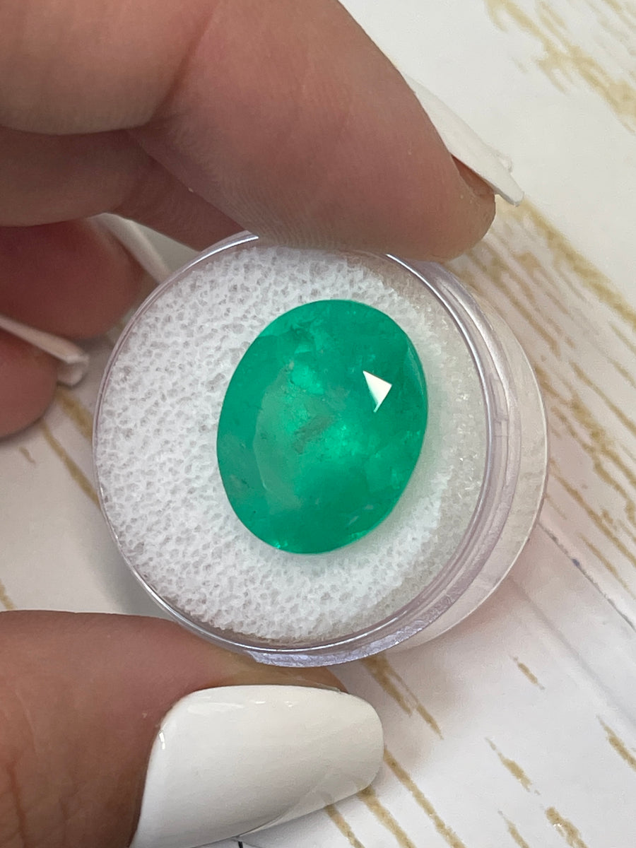 17x14 Oval Colombian Emerald - Genuine 13.19 Carat Medium Green Gem