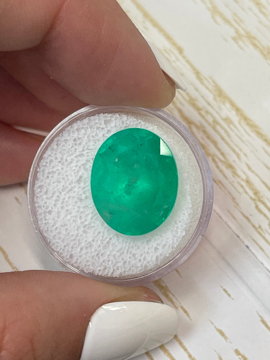 Medium Green Oval Colombian Emerald - 13.19 Carat Genuine Beauty