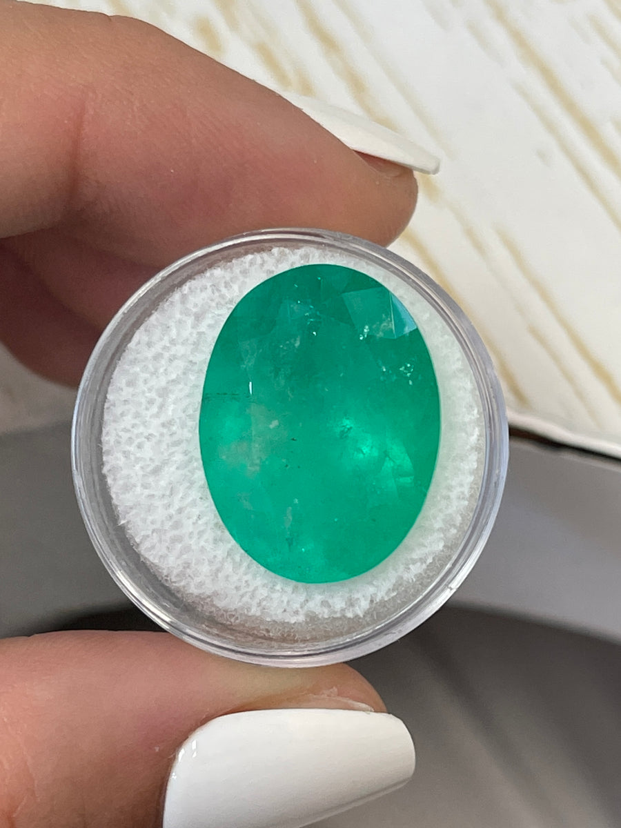Massive 20.05 Carat Colombian Emerald - Oval Green Gem