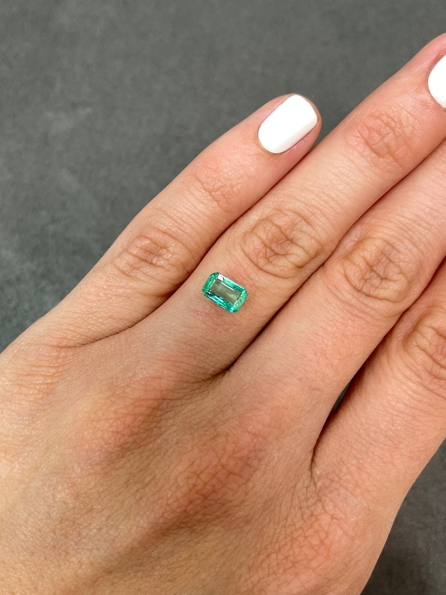 1.16 Carat Emerald Cut Green Colombian Emerald - High Clarity Gemstone