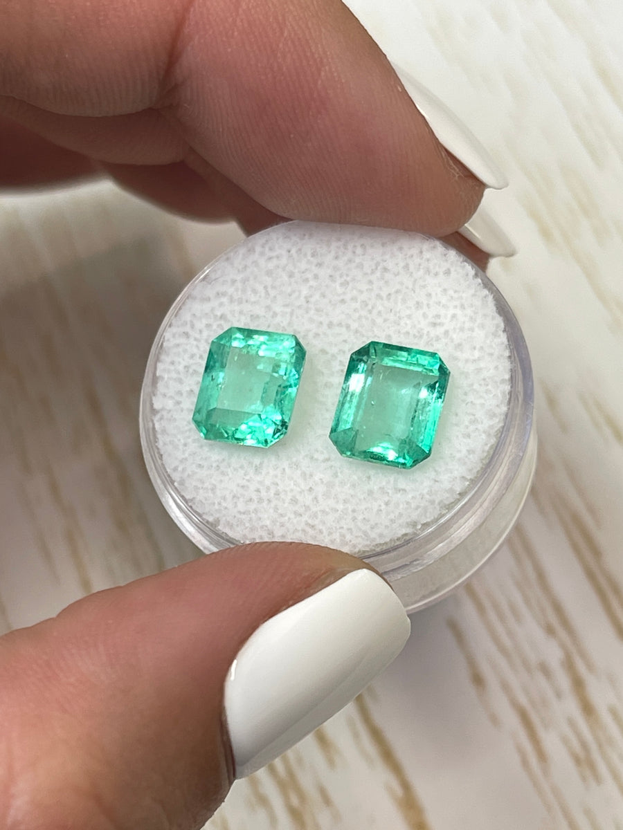 5.38tcw Colombian Emeralds - Vibrant Green Gems - 9x7.5mm - Loose Emerald Cut Stones