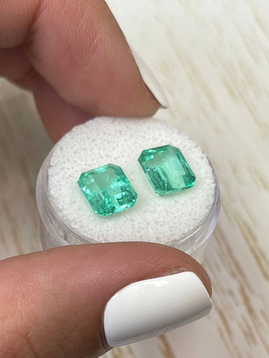 Emerald Cut Loose Colombian Emeralds - 5.38 Carats Total - Rich Green Hue - 9x7.5mm