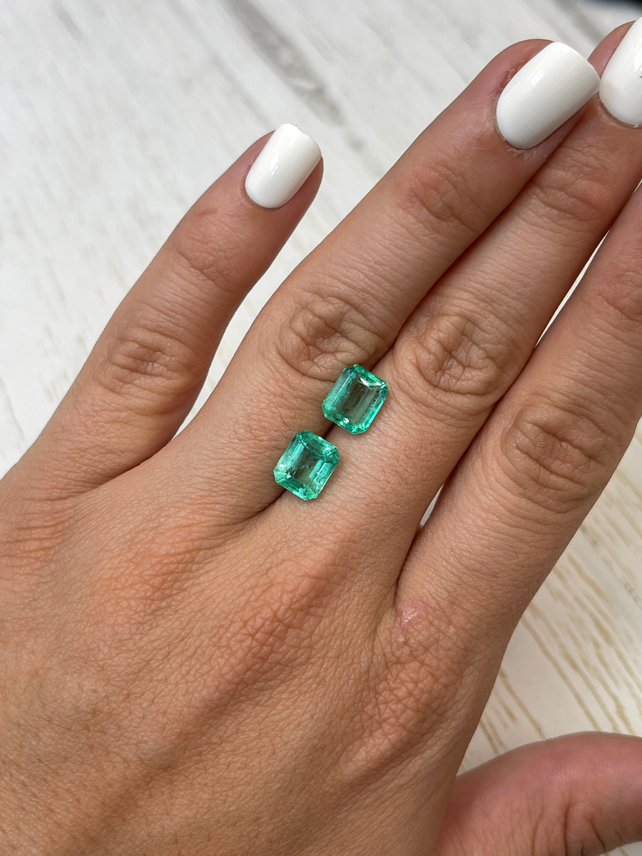 5.38tcw 9x7.5 Matching Green Loose Colombian Emeralds-Emerald Cut