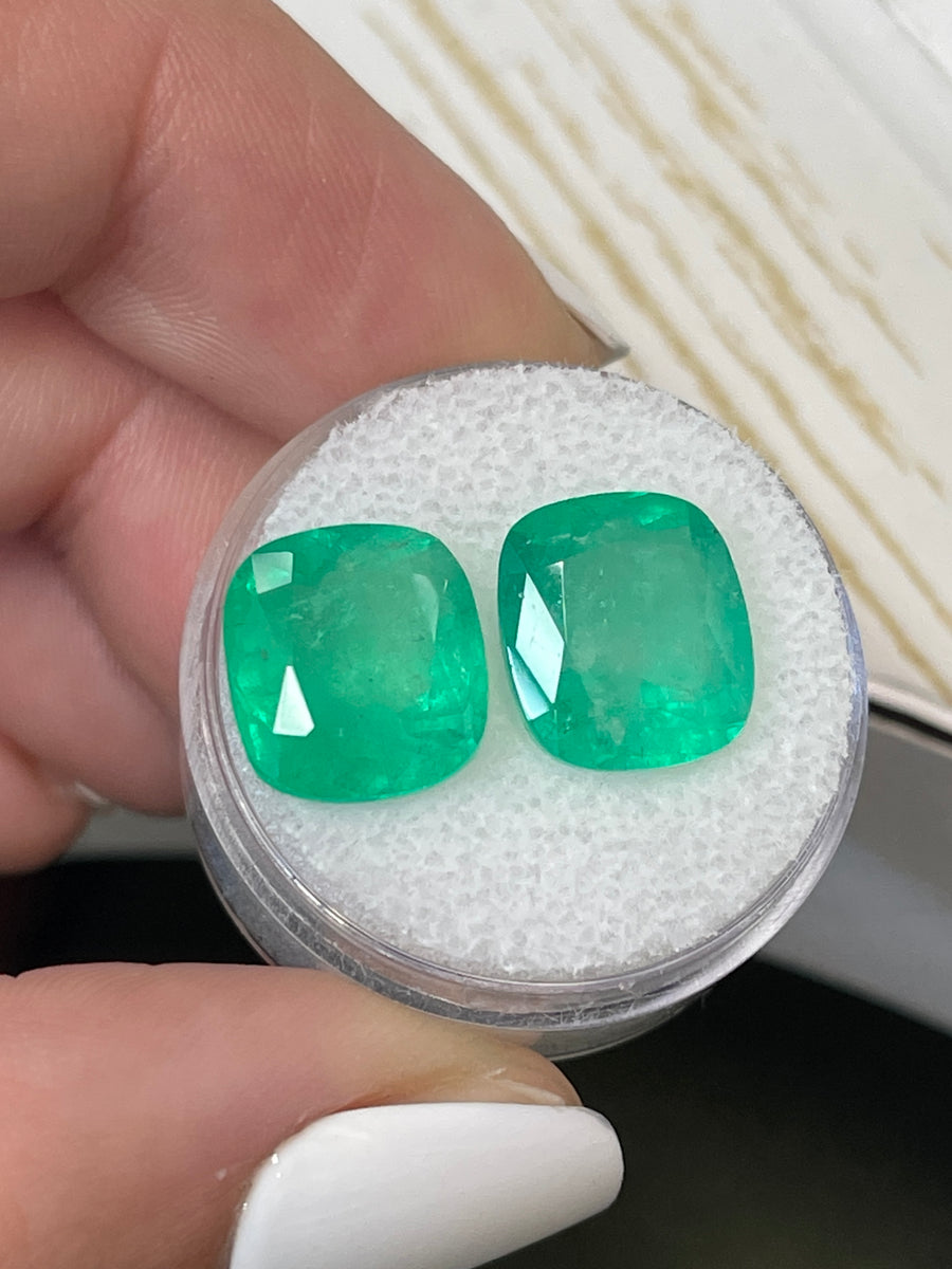 Two Yellowish Green Natural Loose Colombian Emeralds (12x11mm)
