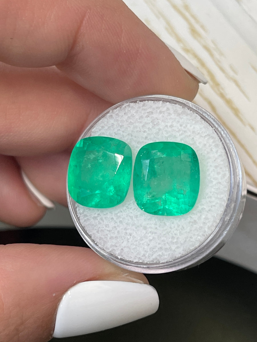 11.11ctw Vibrant Colombian Emeralds - Cushion Shape Gemstones