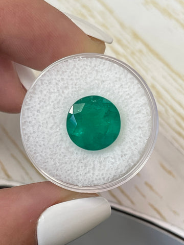 5.15 Carat Colombian Emerald: 11x11 Round Cut, Medium Green Hue
