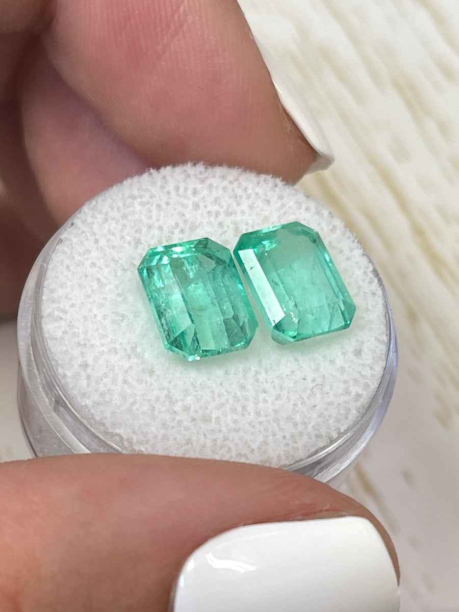 Stunning 6.63tcw Colombian Emeralds - Emerald Cut - Gemstone Pair