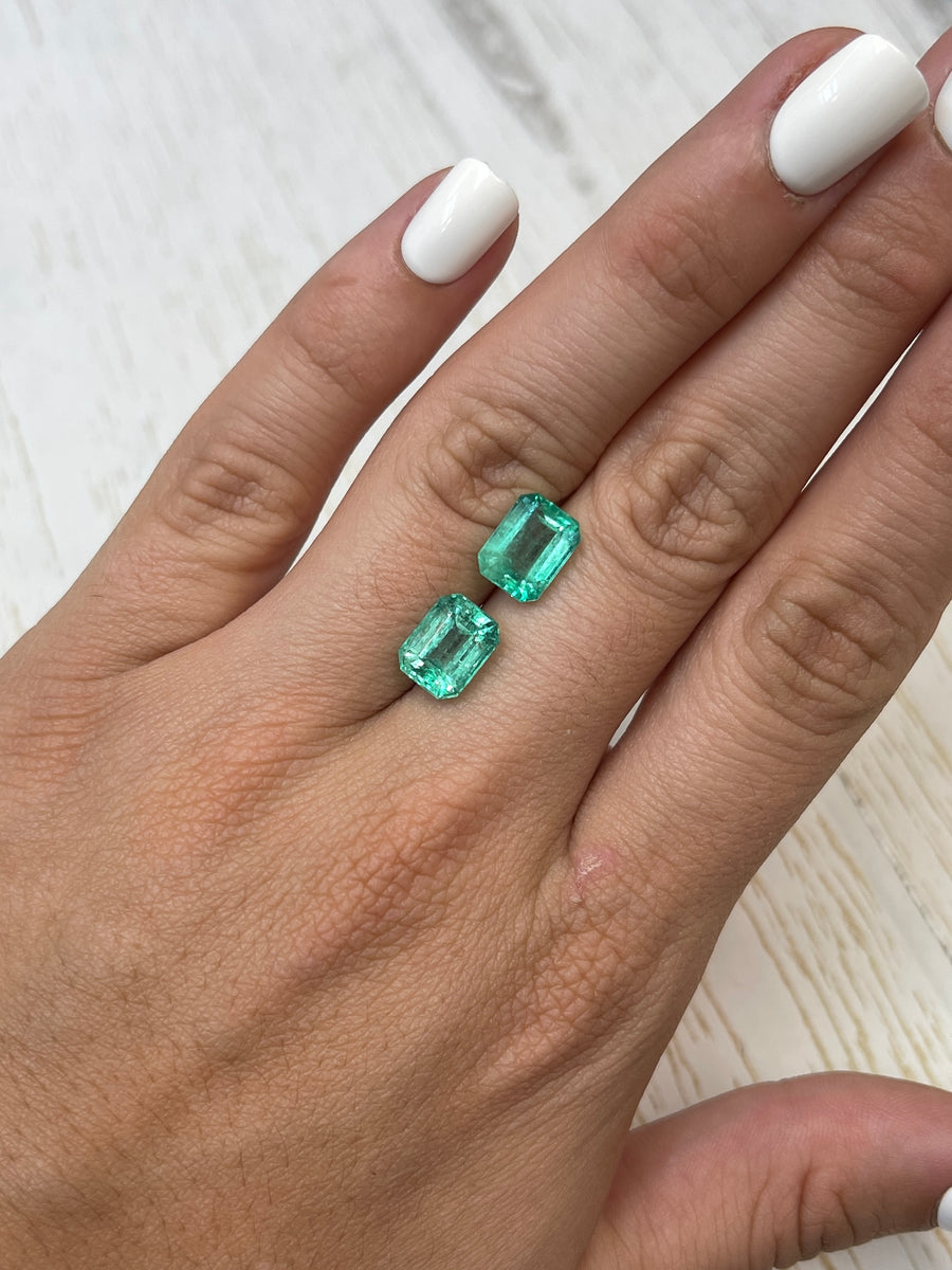 6.63tcw 10x8 Matching Green Loose Colombian Emeralds-Emerald Cut
