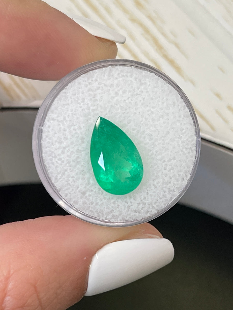 14x9 Loose Colombian Emerald - Pear Cut, Natural Green Beauty