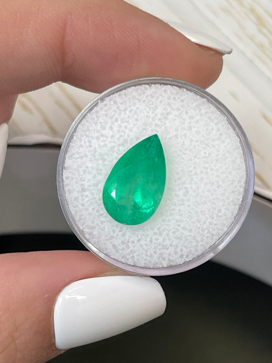 Genuine Colombian Emerald - 4.27 Carat Pear Shaped Gemstone
