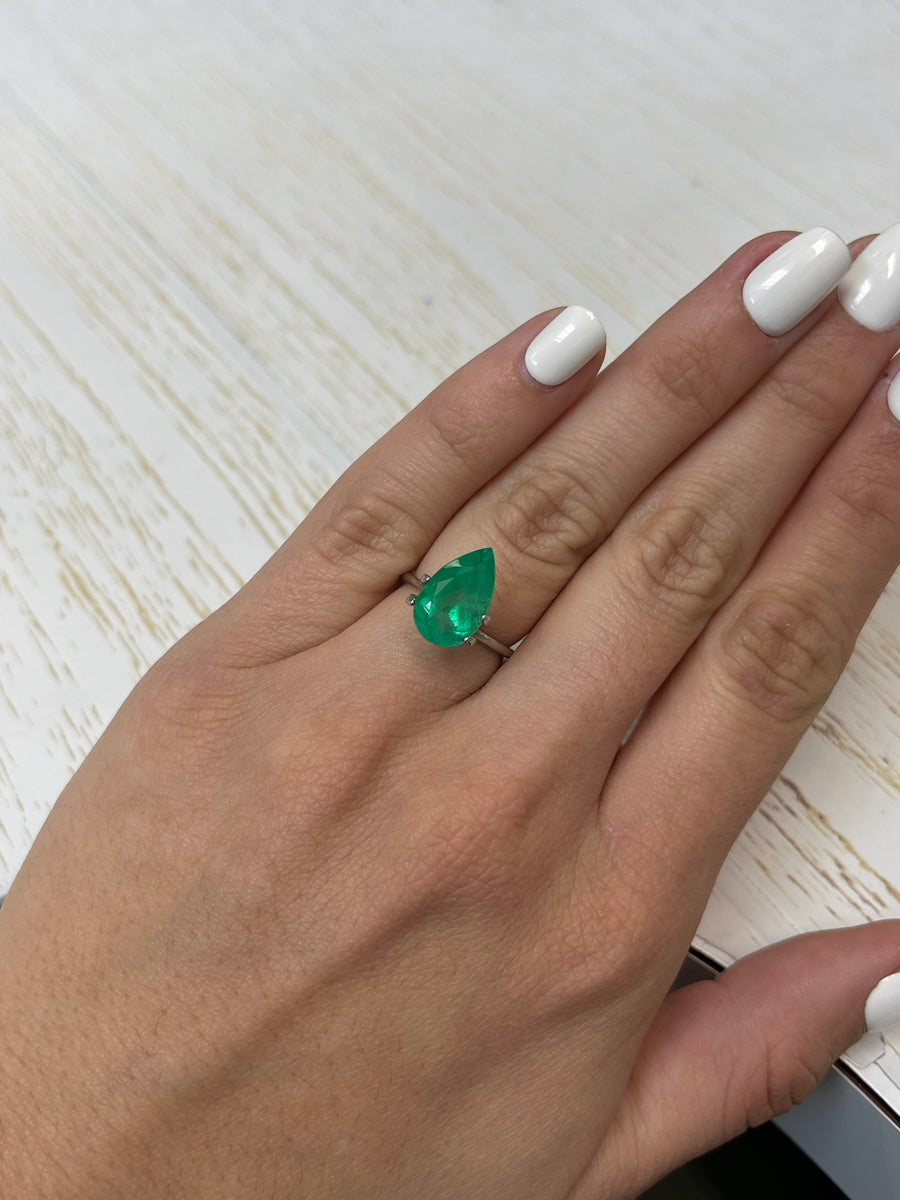Pear-Cut Colombian Emerald - 14x9 mm, 4.27 Carats, Natural Green