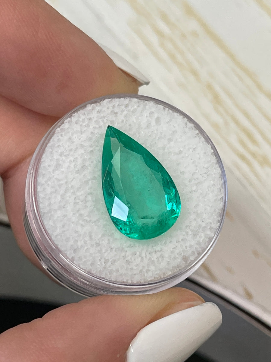 Stunning Loose Colombian Emerald-Pear Cut - 7.08 Carats
