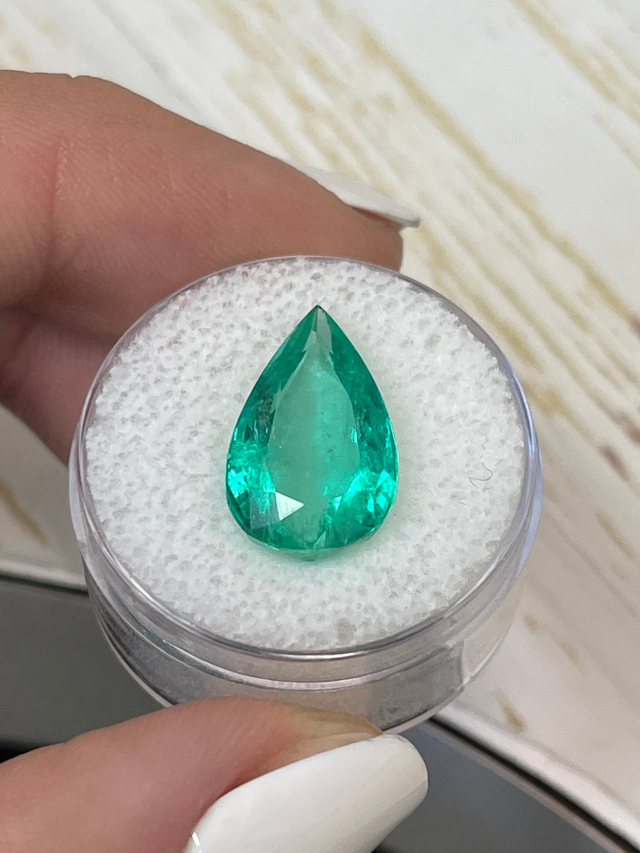 Elegant 7.08 Carat Natural Colombian Emerald in Pear Cut