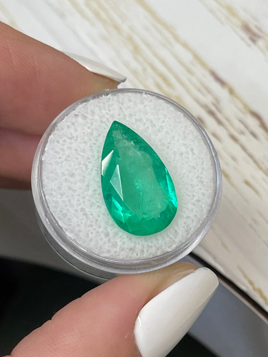 Vivid Green Natural Colombian Emerald - 19x11mm Pear Cut Jewel