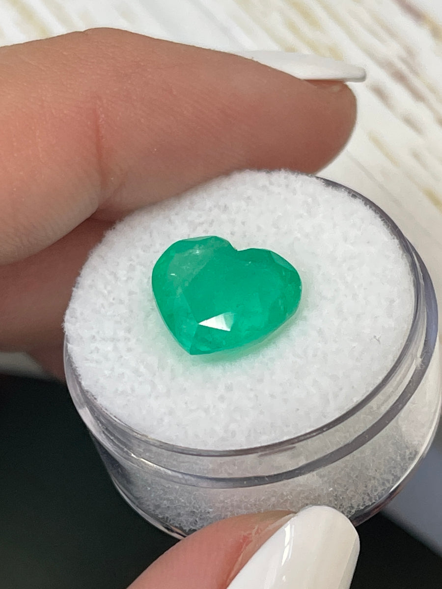 Heart-Cut Colombian Emerald - 5.18 Carats, Natural, and Intensely Green