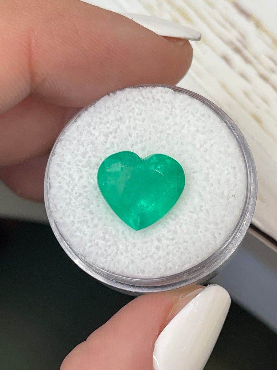 Large 5.18 Carat Colombian Emerald - Heart-Shaped with Rich Green Hue