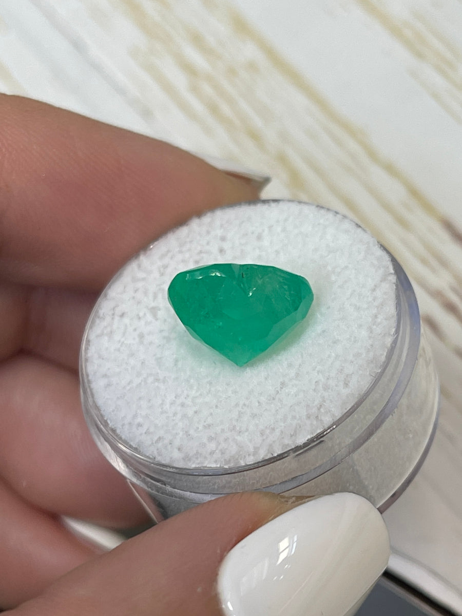 Untreated Colombian Emerald - 5.18 Carats, Heart Cut, and Intense Green